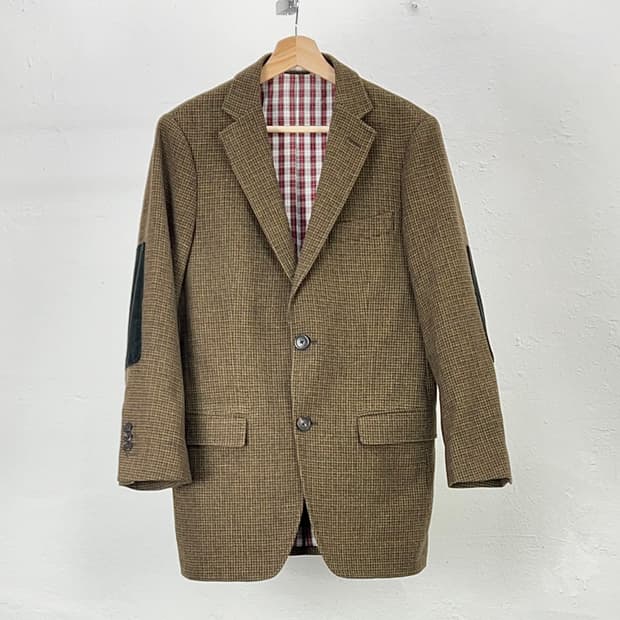 간트 해링본 브레스티드 트위드 2b 클래식 블레이저