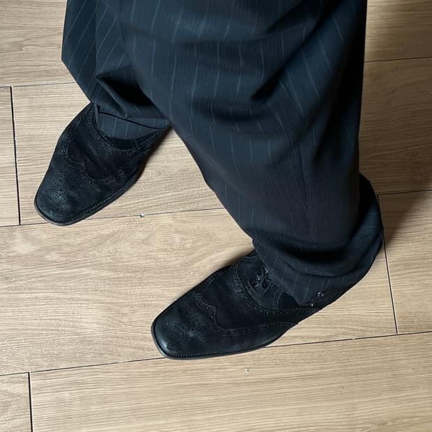 hermes 00’s suade wing tip oxford