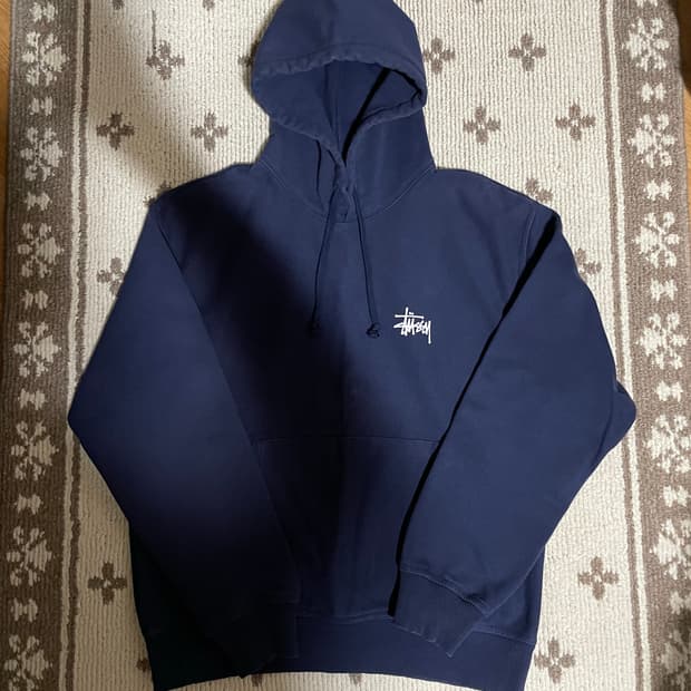 스투시 베이직 후드티 네이비