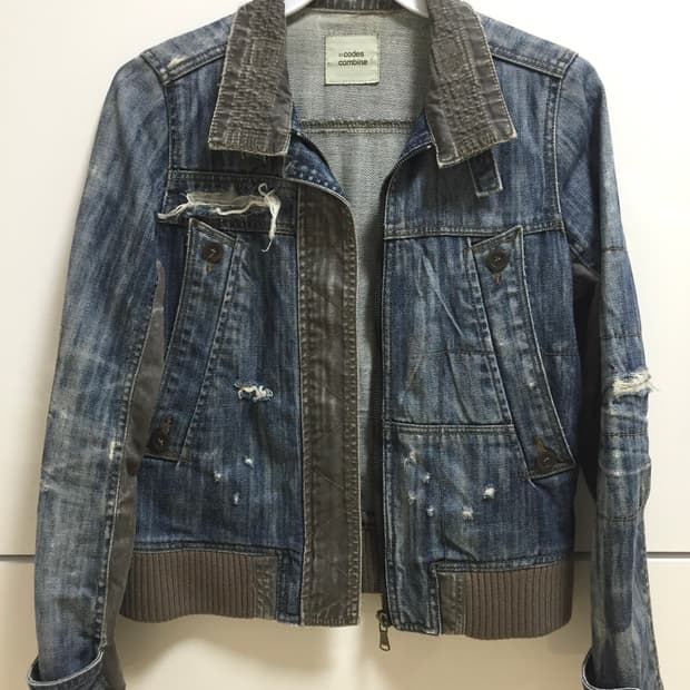 코데즈컴바인 빈티지 데미지 버클 데님 자켓