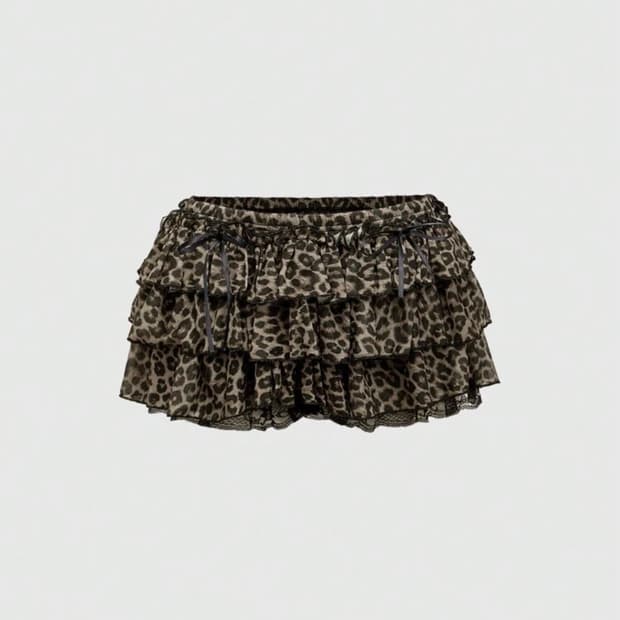 레오파드 프릴 미니스커트