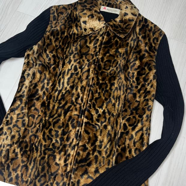 andreluciano 송치 레오파드 니트집업
