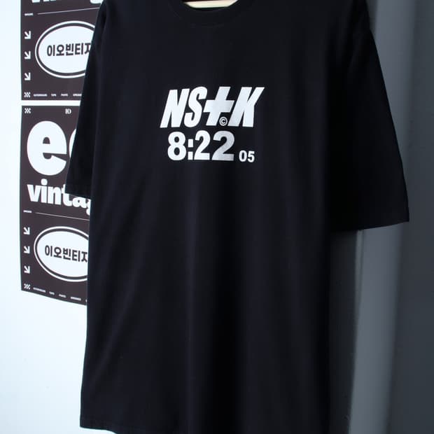 (XL-2XL) 네스티킥 반팔 티셔츠 빅로고 블랙 스트릿-H31948