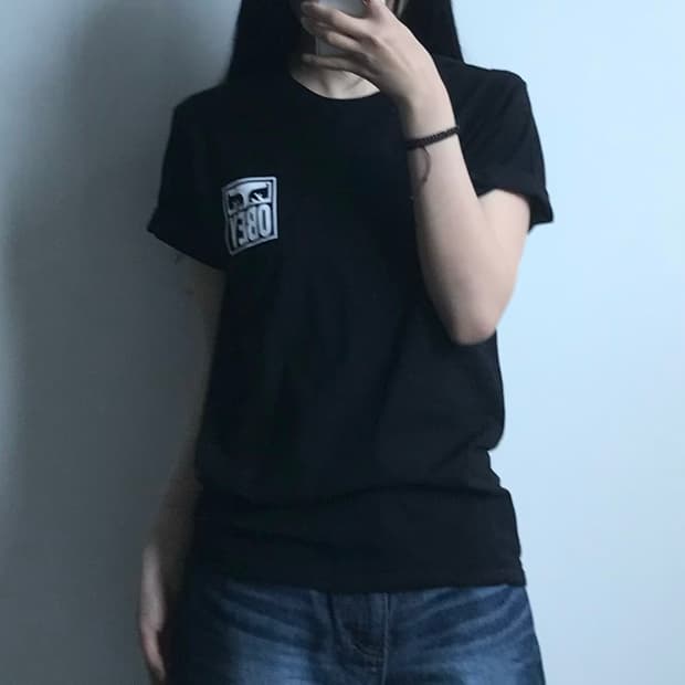 오베이 아이콘 블랙 반팔 티셔츠 