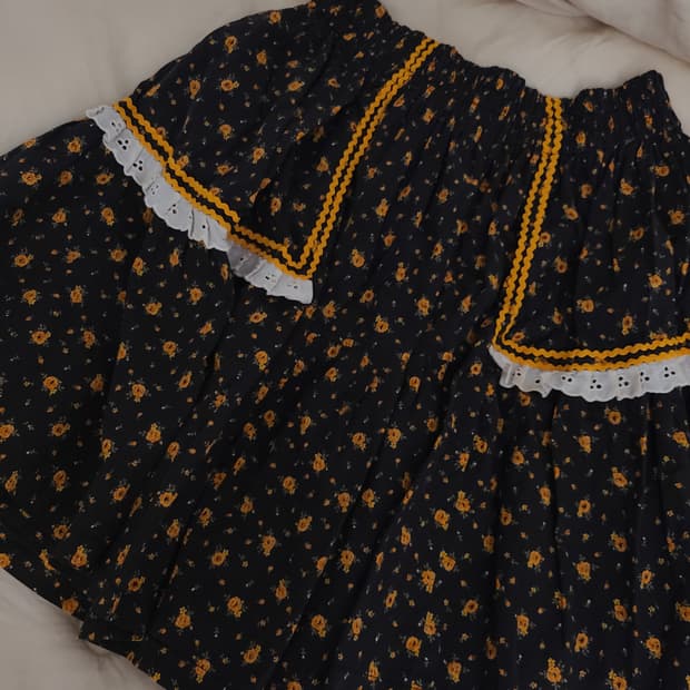 모리걸 일본 빈티지 플라워 꽃 패턴 미디 스커트 아오이유우깔 판매