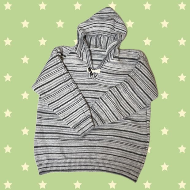 빈티지 사와코 모리걸 떡볶이후드 니트 스트라이프