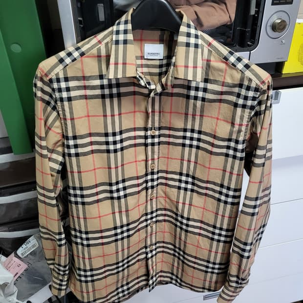 22SS 버버리 체크 코튼 포플린 셔츠 L