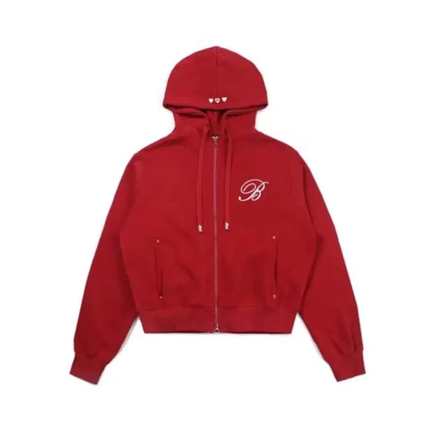 배드블러드 클래식 로고 후드집업 - 레드