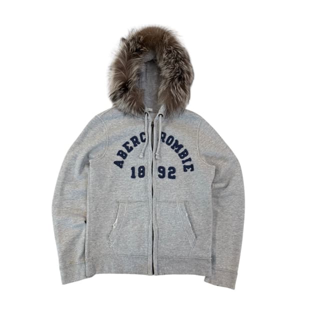아베크롬비 y2k 울프죠 퍼 후드집업 그레이