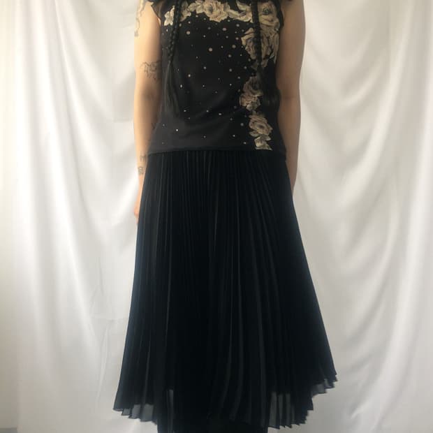 Flower printing point sleeveless