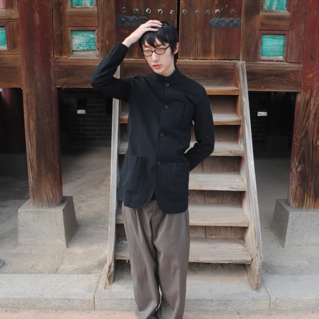 BED J.W. FORD 차이나 카라 린넨 블레이저