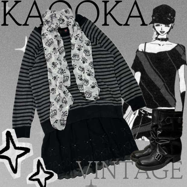 🖤나나깔 레이어드 코디세트🖤 펑크 지뢰계 고스로리 공겜여주 머플러