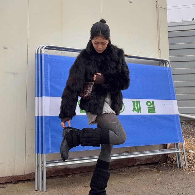 블랙 리얼 폭스퍼재킷