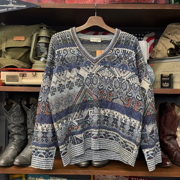 빈티지 에스닉 패턴 Made in Italy 니트 스웨터 N33