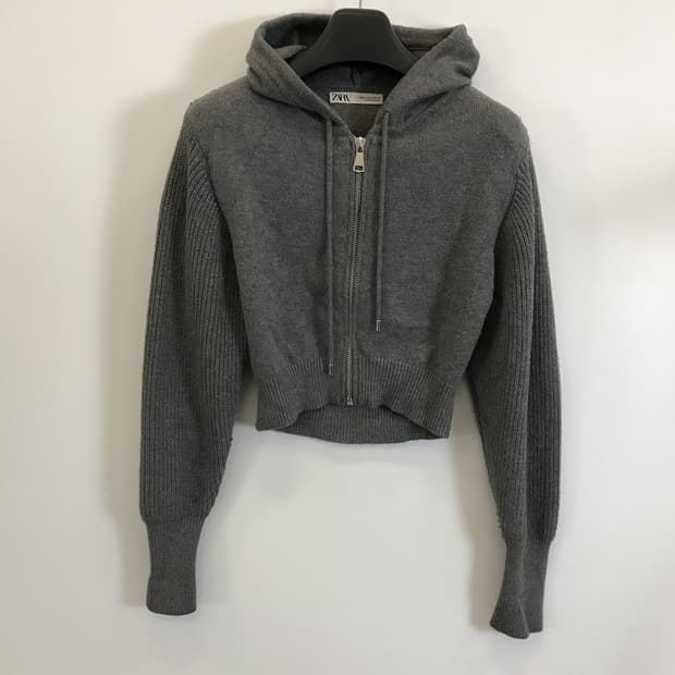 자라 크롭 니트후드집업 [S]