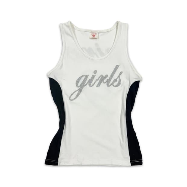 빈티지 라인 레터링 로고 슬리브리스