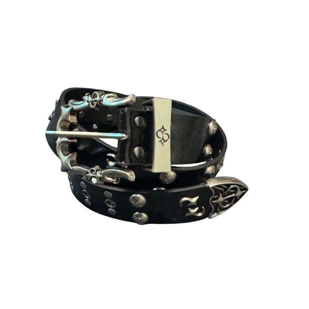 Dark Metal Stud Leather Belt