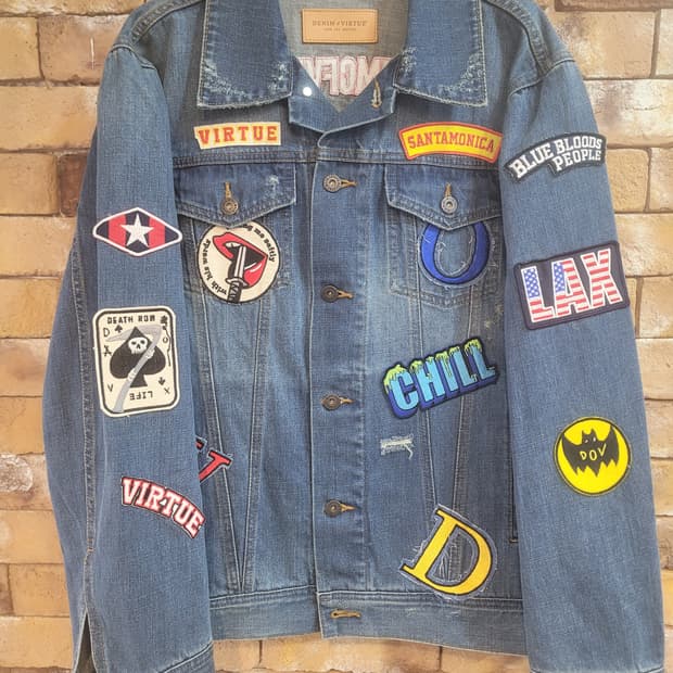 데님 오브 버츄 패치 데님 자켓 100