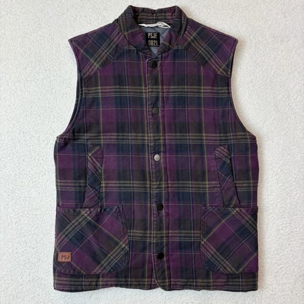 폴스미스 PSJE 11's 피그먼트 퍼플 타탄 체크 베스트 PN6208