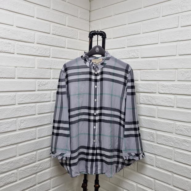 [uk8/66/정품] 버버리 그레이체크 블라우스