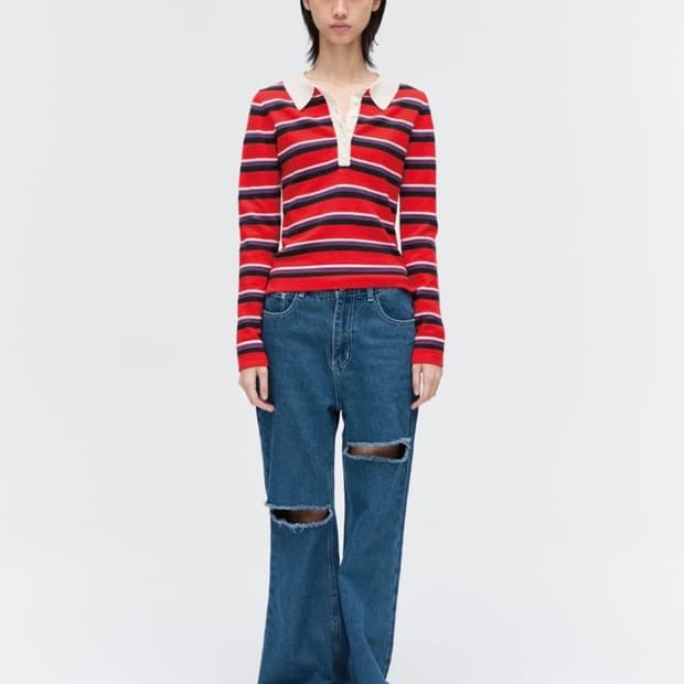 plzproject stripe knit tee