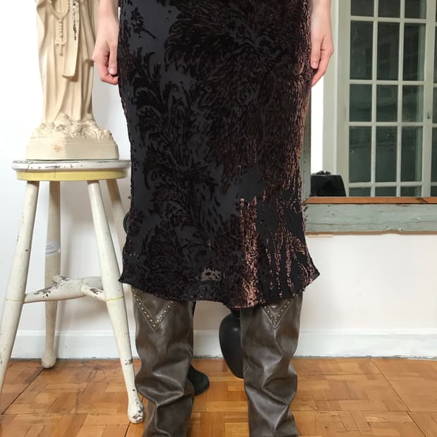 vintage velvet pattern one-piece