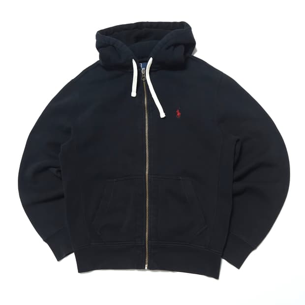 폴로 랄프로렌 올드스쿨 워시드 후드 집업 블랙