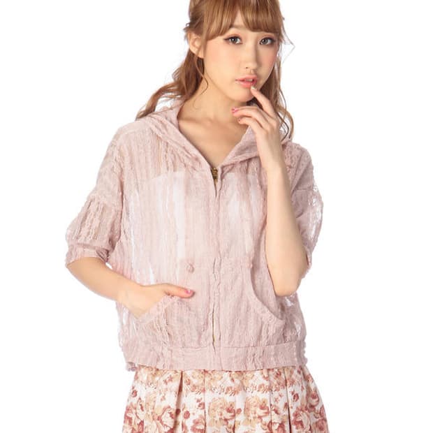 리즈리사 히메카지 레이스후드파카 핑크