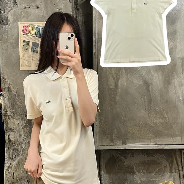 라코스테 반팔 카라티 아이보리 95 #csz422