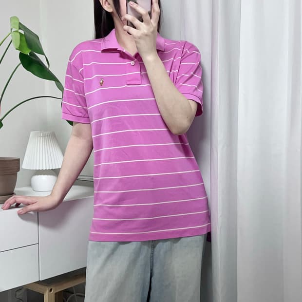 폴로 핑크 단가라 / 멀티포니 반팔카라티 [ M ]