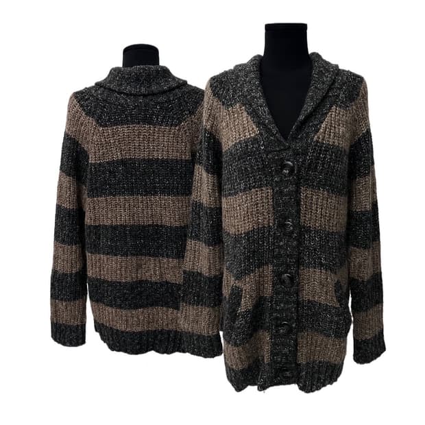 빈티지 스트라이프 롱 가디건