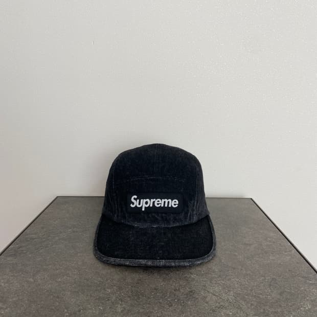 (OS) 슈프림 박스로고 캠프캡 모자 데님 블랙