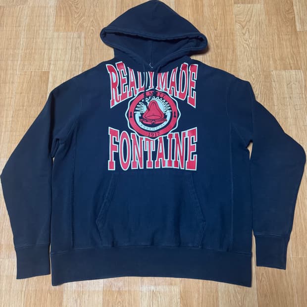 레디메이드 로고 후드 블랙