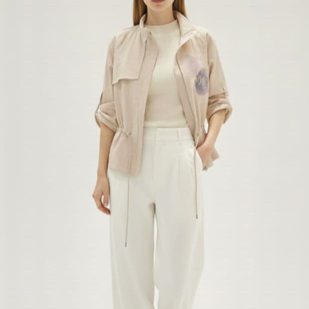 (새상품)샤틴 프린팅 롤업 점퍼 프리사이즈