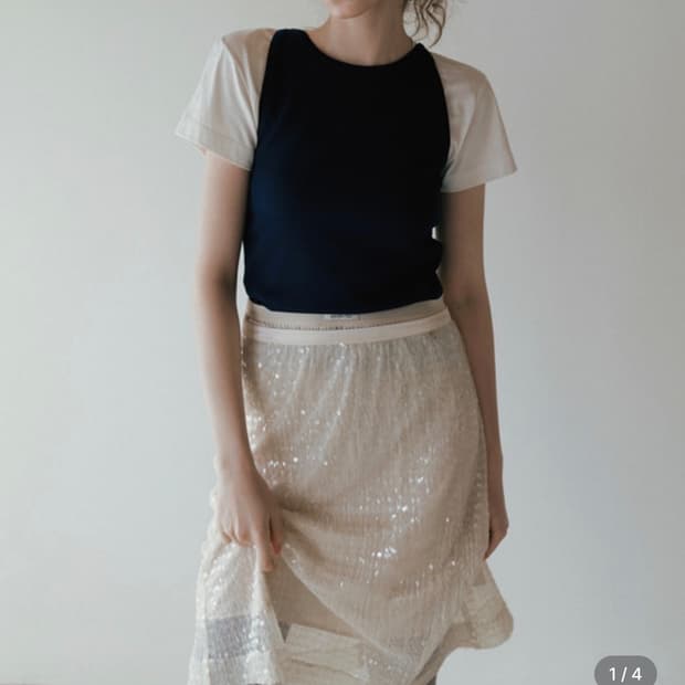 오버듀플레어 spangle layer skirt