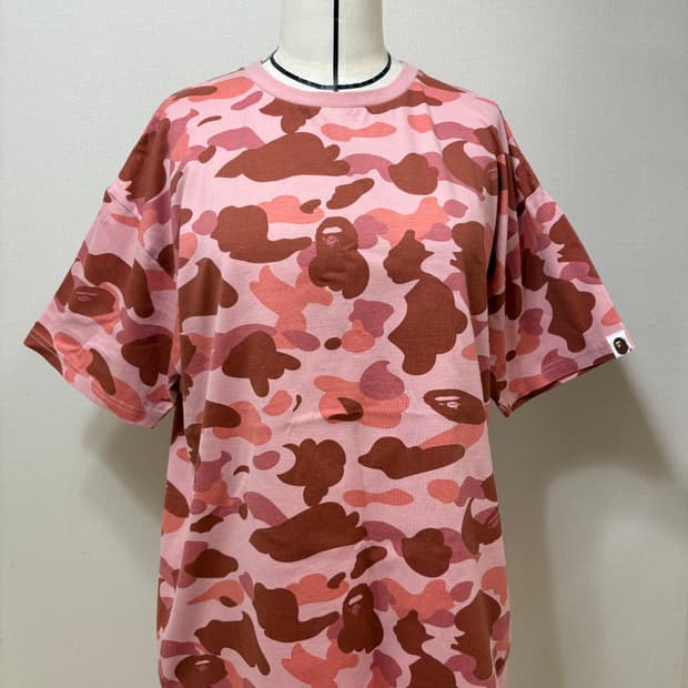 베이프 bape 핑크색 카모반팔티S