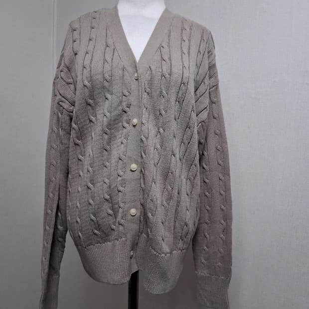 AMERICAN HOLIC 꽈배기 면니트가디건 루즈핏 여성 가오리 루즈핏