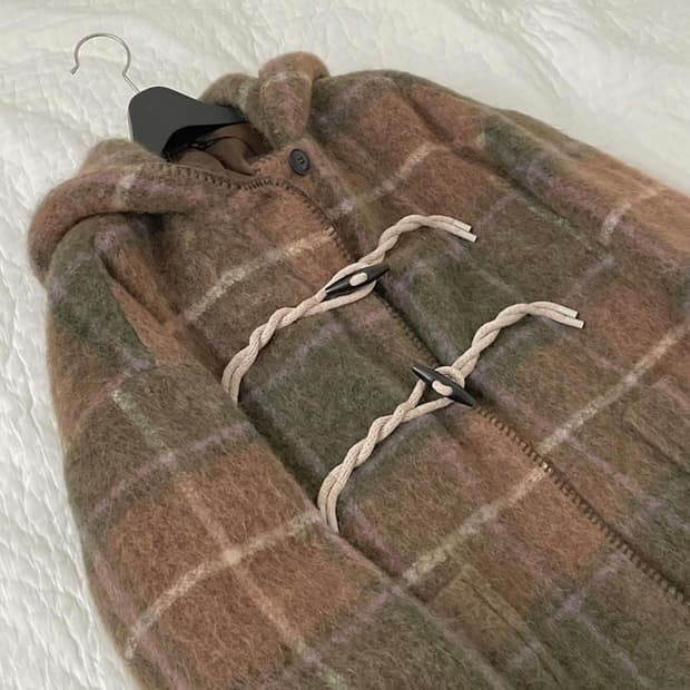 비이커 오리지널 알파카 후드 더플 코트 브라운 떡볶이 코트