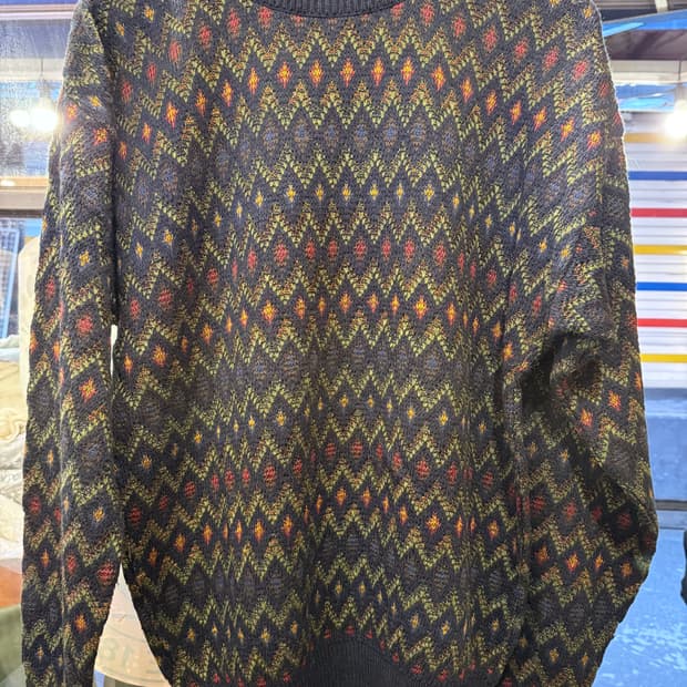 빈티지 그린 다이아몬드 니트