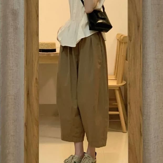 자라 크롭 벌룬핏 면팬츠 여성 M