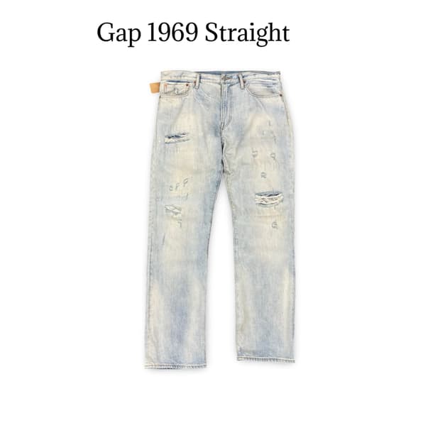 (28)Gap 1969 스트레이트 핏 연청 디스트로이드 데님 팬츠