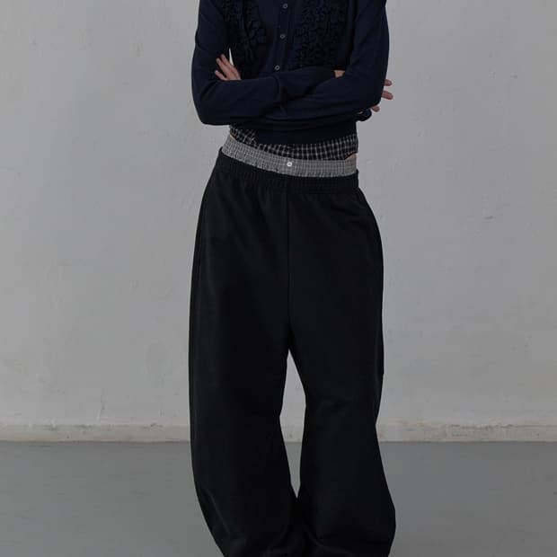 [LCDC] 엘씨디씨 레이어드 체크 스웻팬츠(블랙)