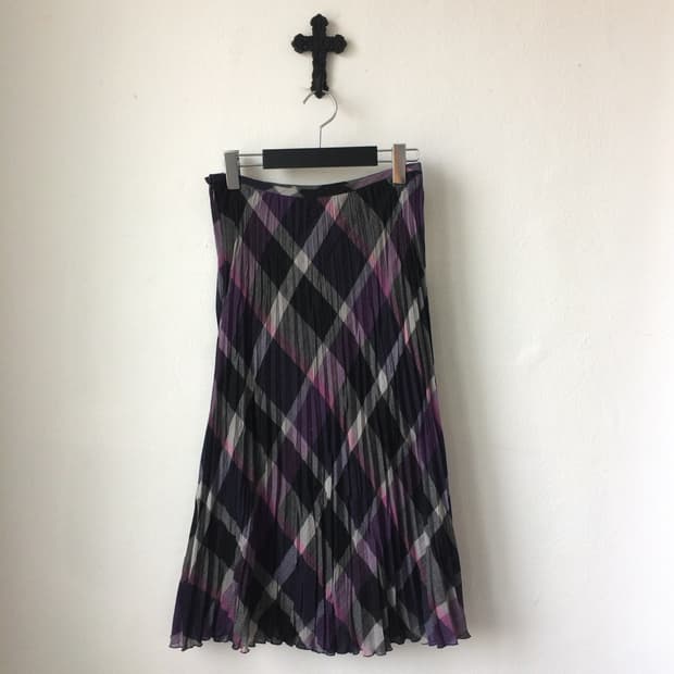 Argyle pattern pleats long skirt