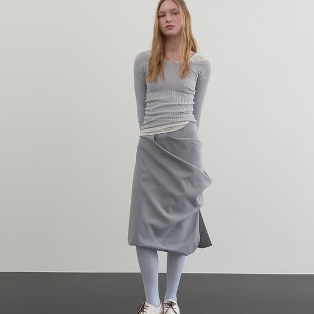 Repos midi drape skirt ( m grey )