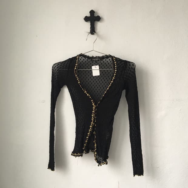 Dot pattern mesh cardigan