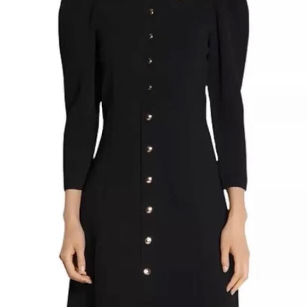 산드로 퍼프숄더 금장버튼 원피스