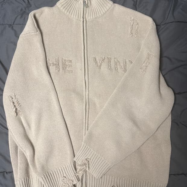 ( 1회 착용 L ) 더바이닐하우스 그런지 집업 가디건 베이지