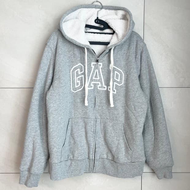 갭 GAP 양털 퍼 후드집업 그레이 [L]