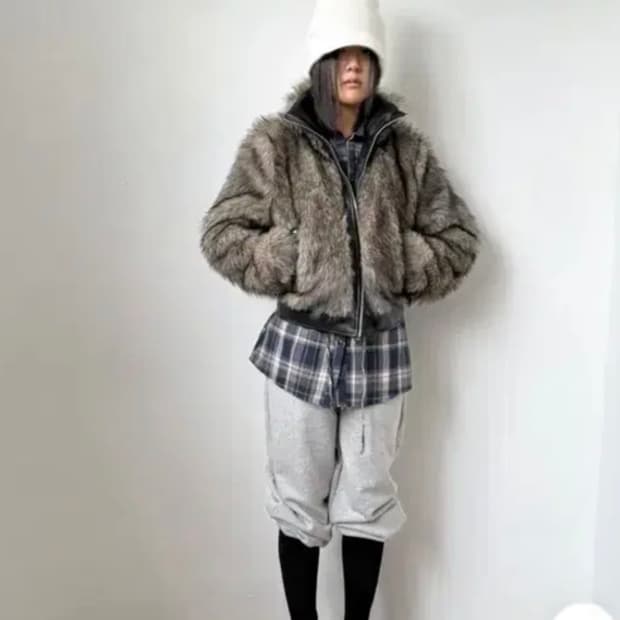 페이크 퍼 숏 자켓