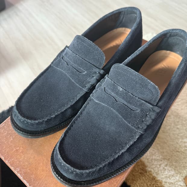 자라 ZARA 스웨이드 로퍼 네이비